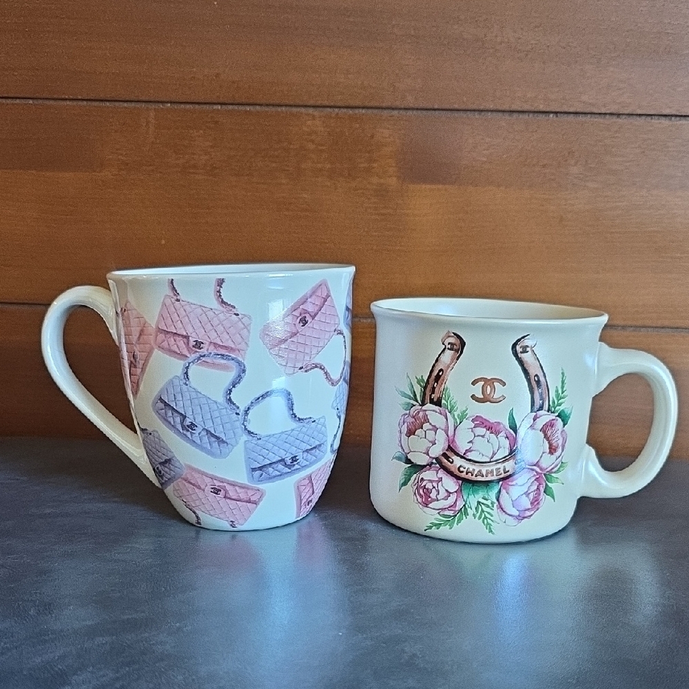 New Fashion Mug Pink Floral With Horseshor Or Pink And Purple Purse